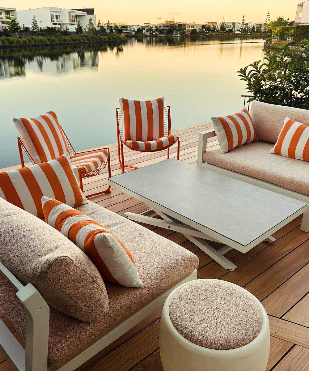 All Upholstery workshop — long orange bench project